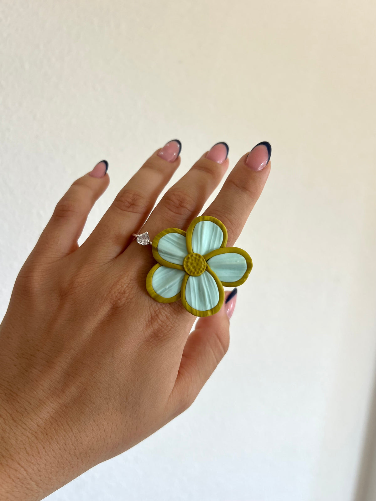 Anillo Lisa Verde y Turquesa