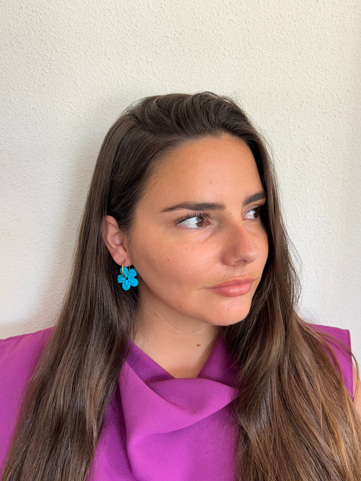 Aritos Maxi Florados Turquesa