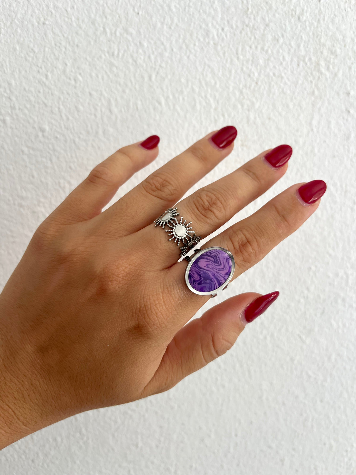 Anillo Syra Plateado Violeta