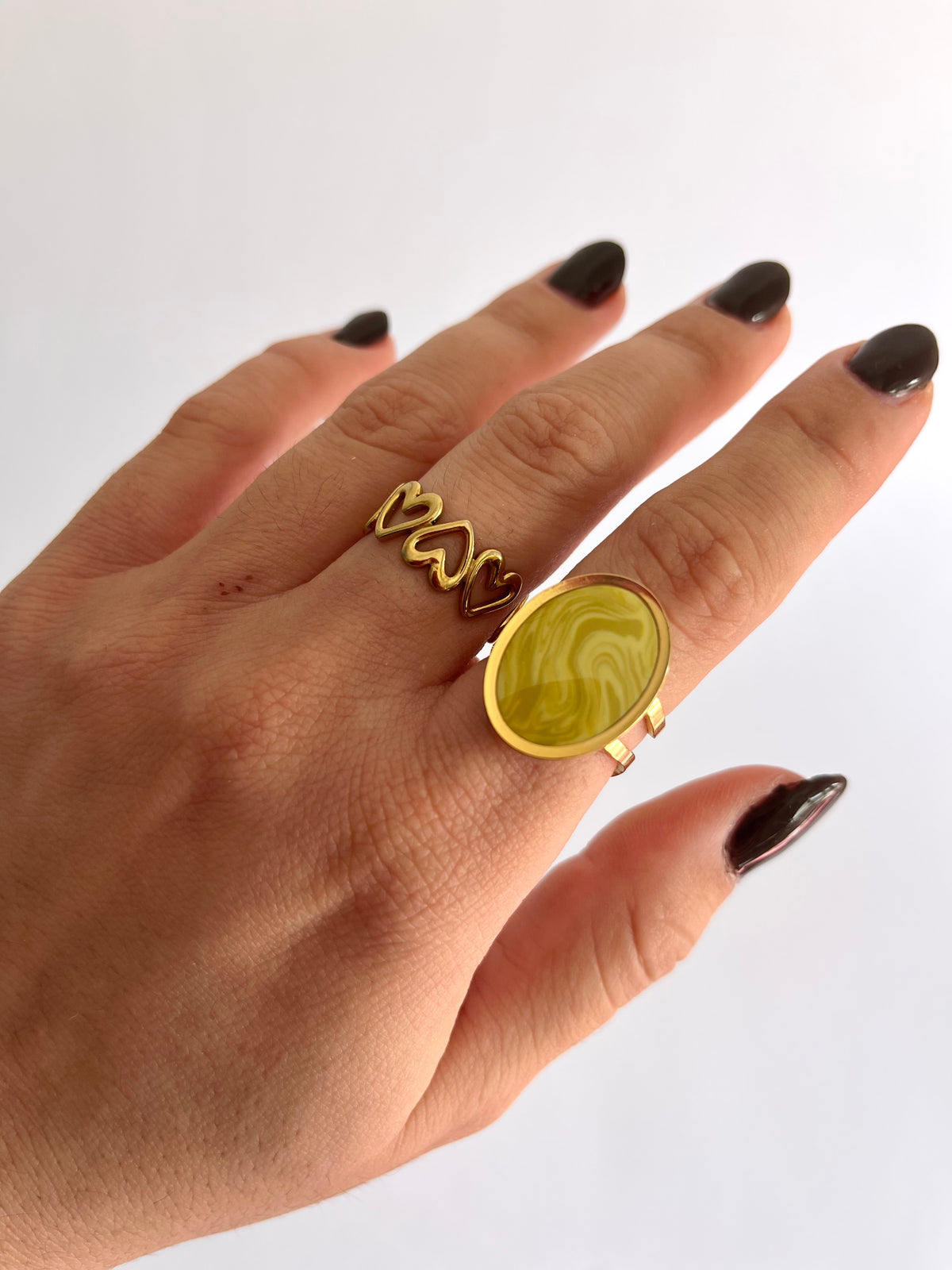 Anillo Syra Dorado Verde Oliva