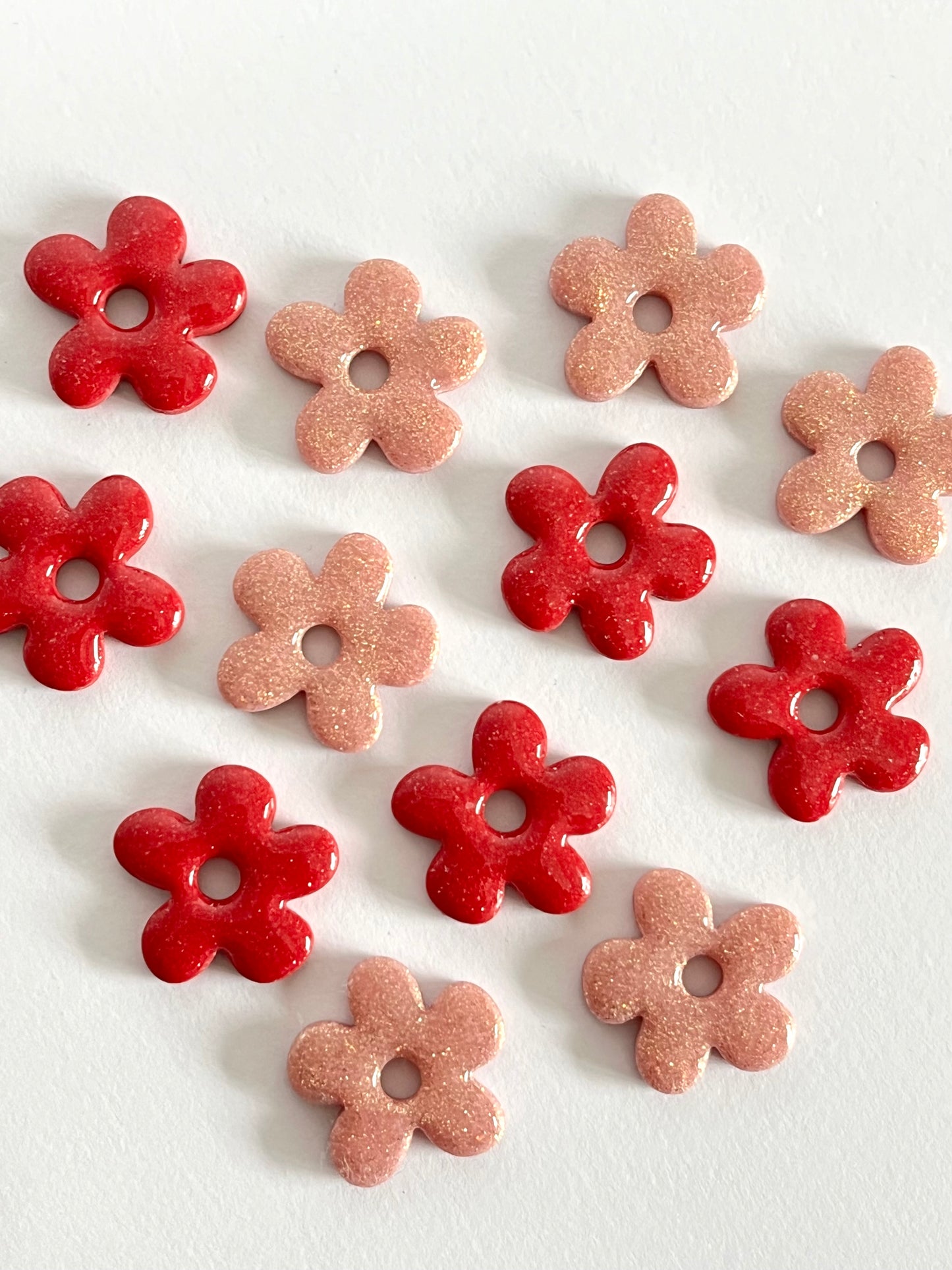 Aritos Flor Rosa Glitter