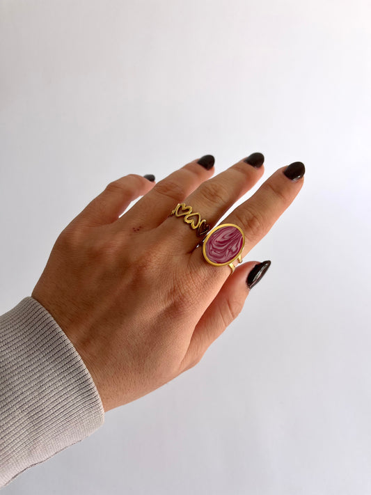 Anillo Syra Dorado Burdeos