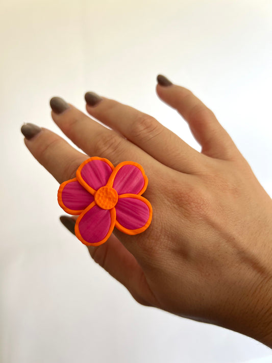 Anillo Lisa Rosa y Naranja