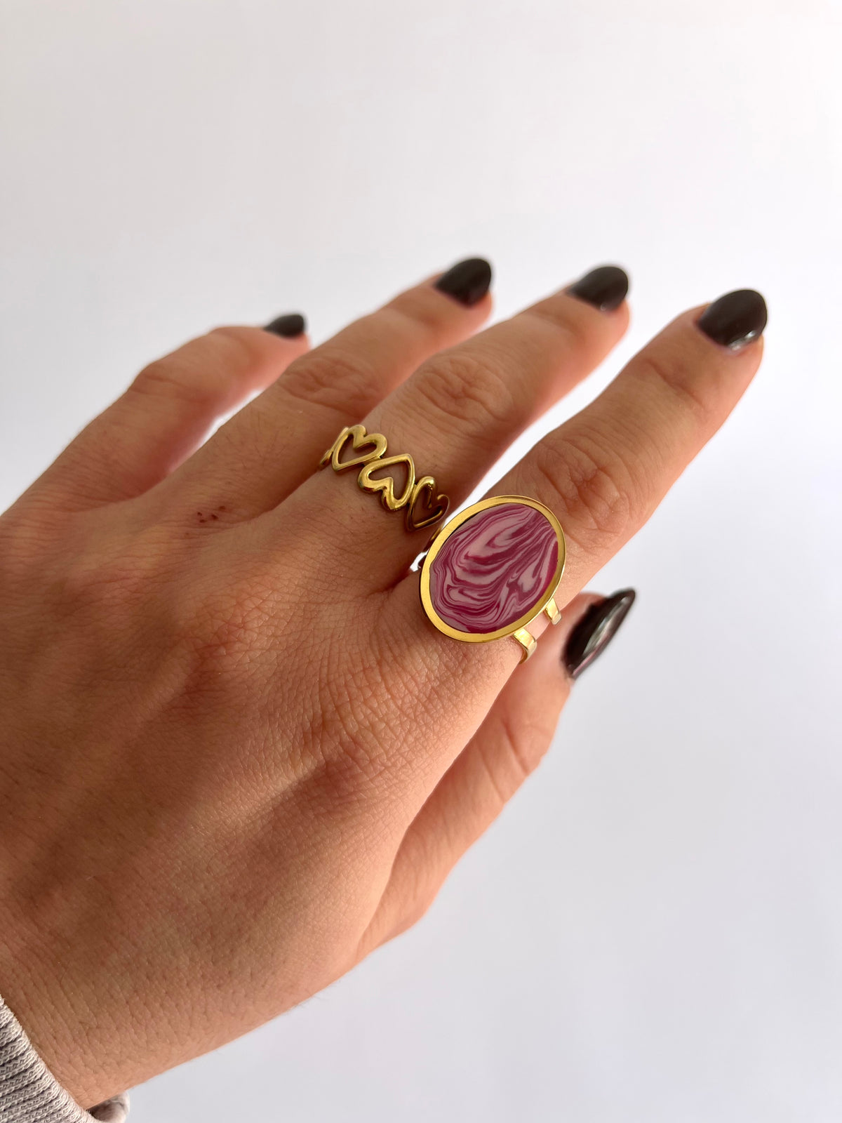 Anillo Syra Dorado Burdeos