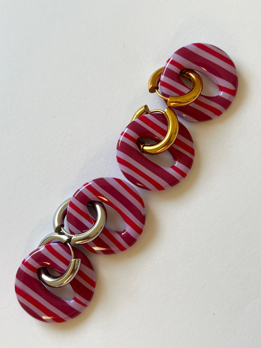 Aritos Stripes Burdeos y Rojo