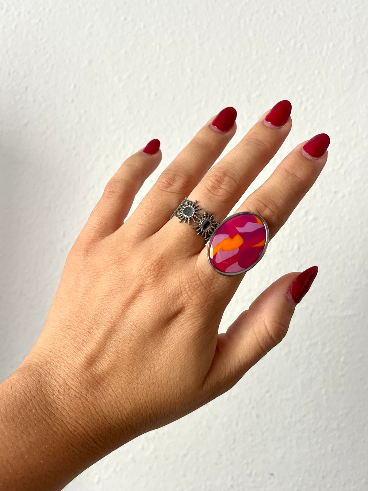 Anillo Maxi Syra Plateado Multicolor