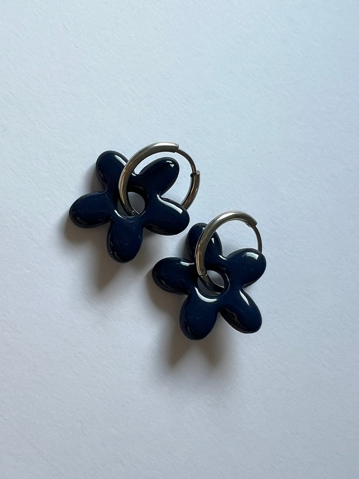 Aritos Flor Azul Marino