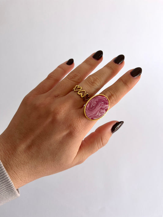 Anillo Maxi Syra Dorado Burdeos