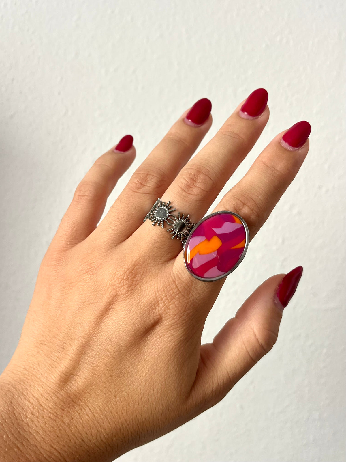 Anillo Maxi Syra Plateado Multicolor