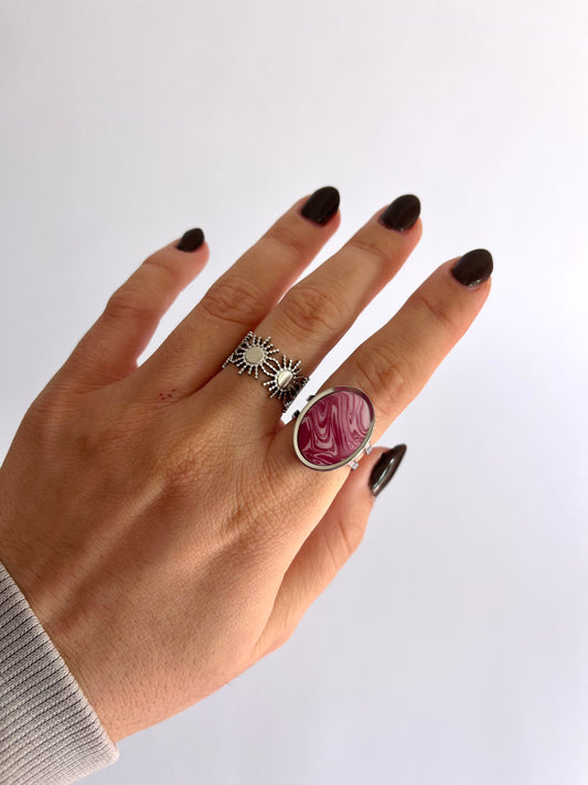 Anillo Syra Plateado Burdeos
