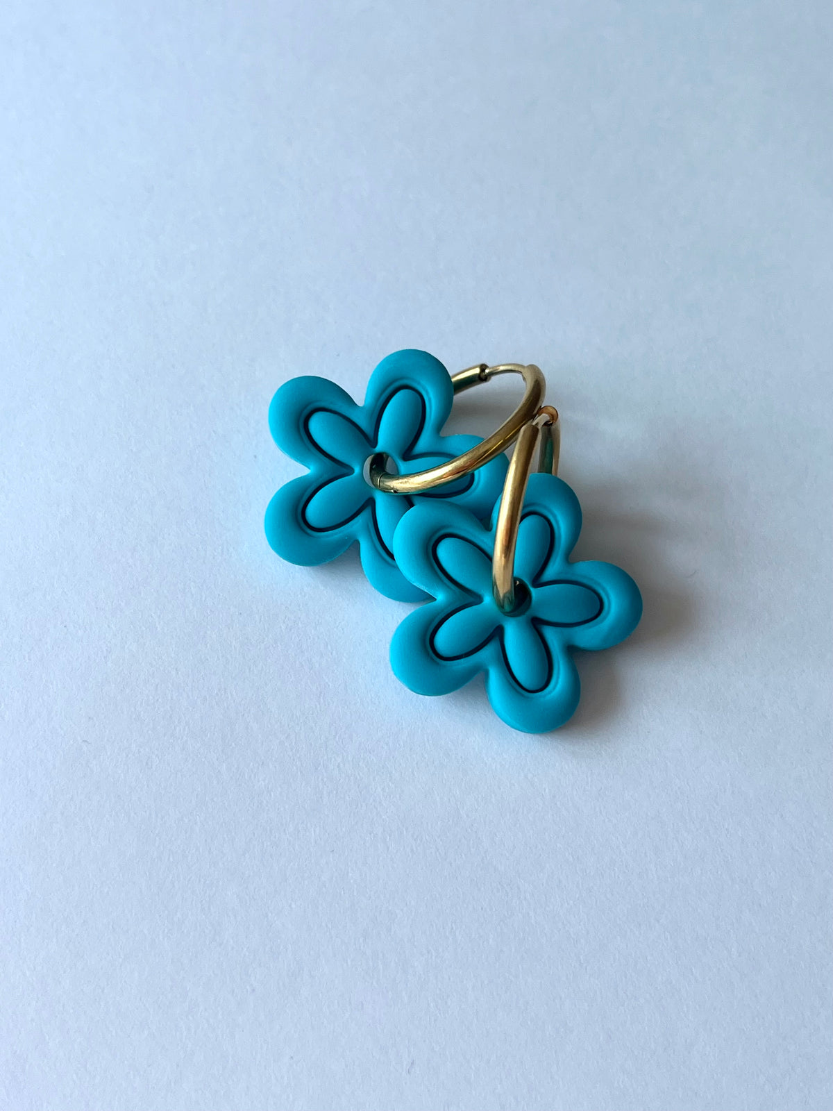 Aritos Maxi Florados Turquesa