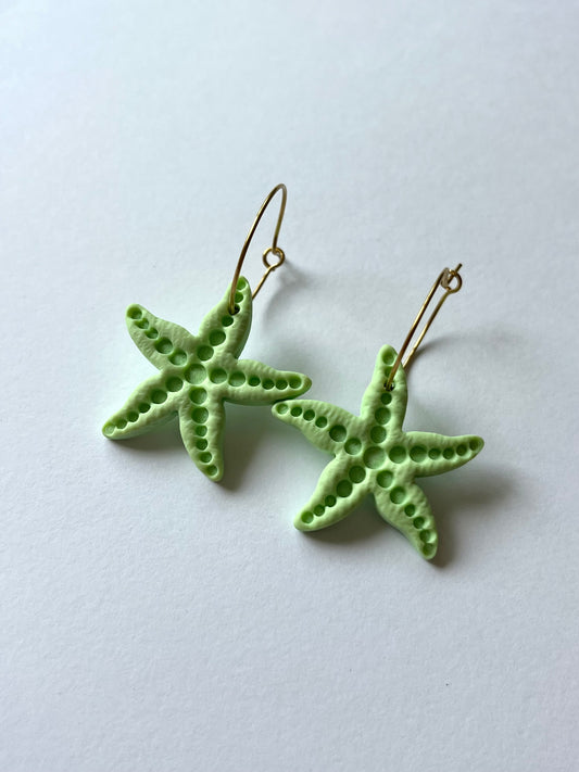 Aritos Estrella Mar Verde Pastel