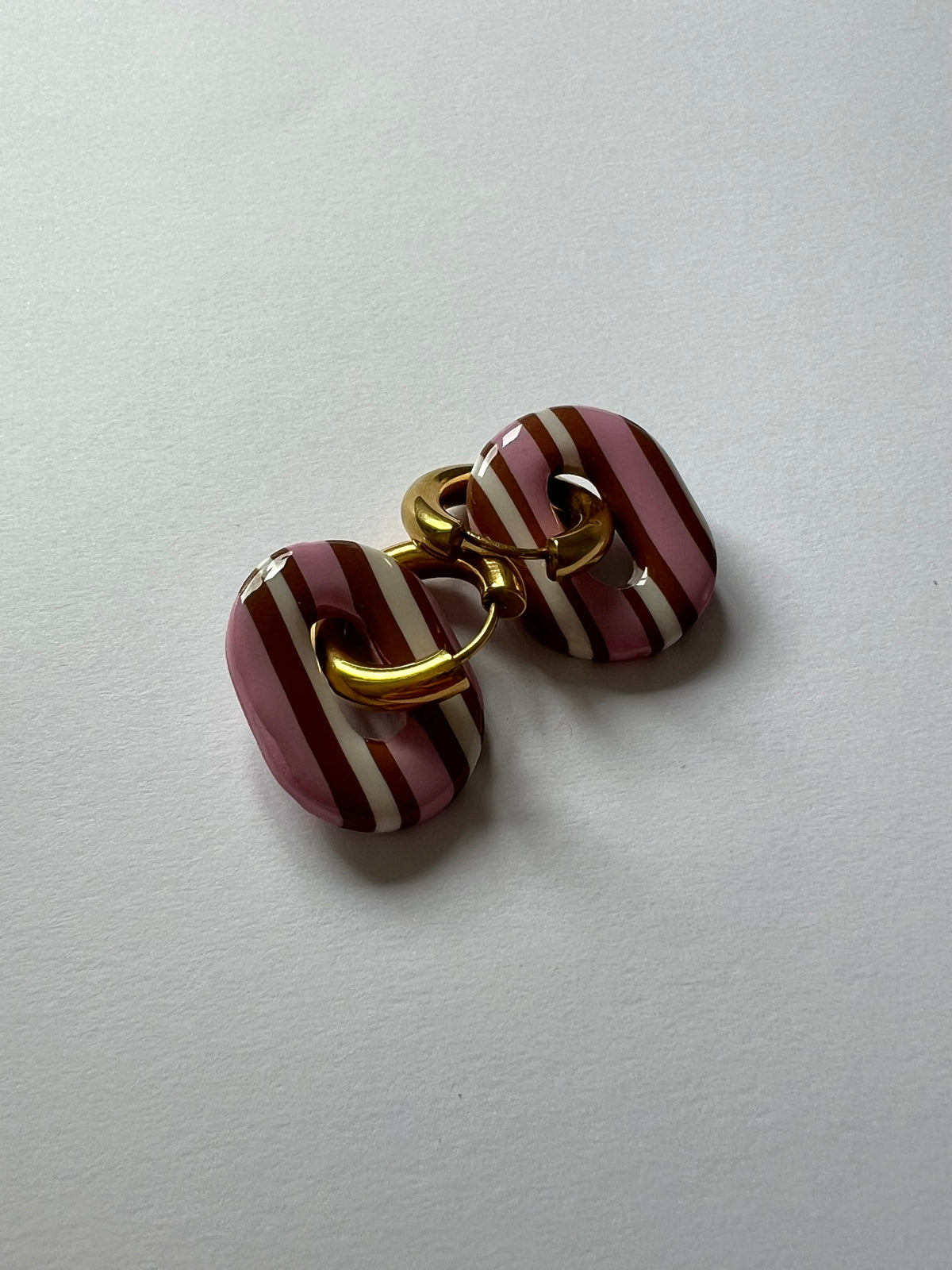 Aritos Stripes Marrón y Rosa