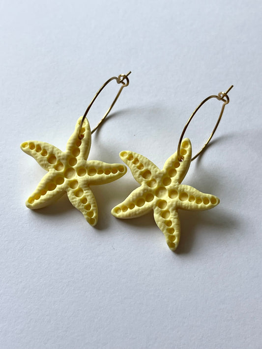Aritos Estrella Mar Amarillo Pastel