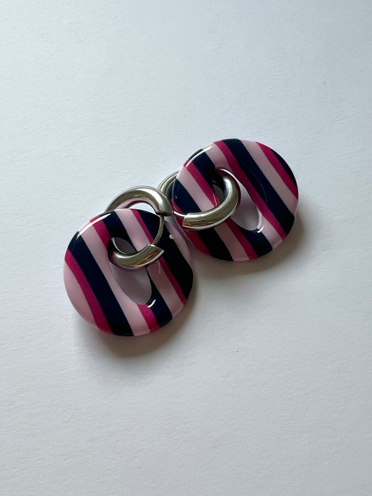Aritos Stripes Rosa y Azul