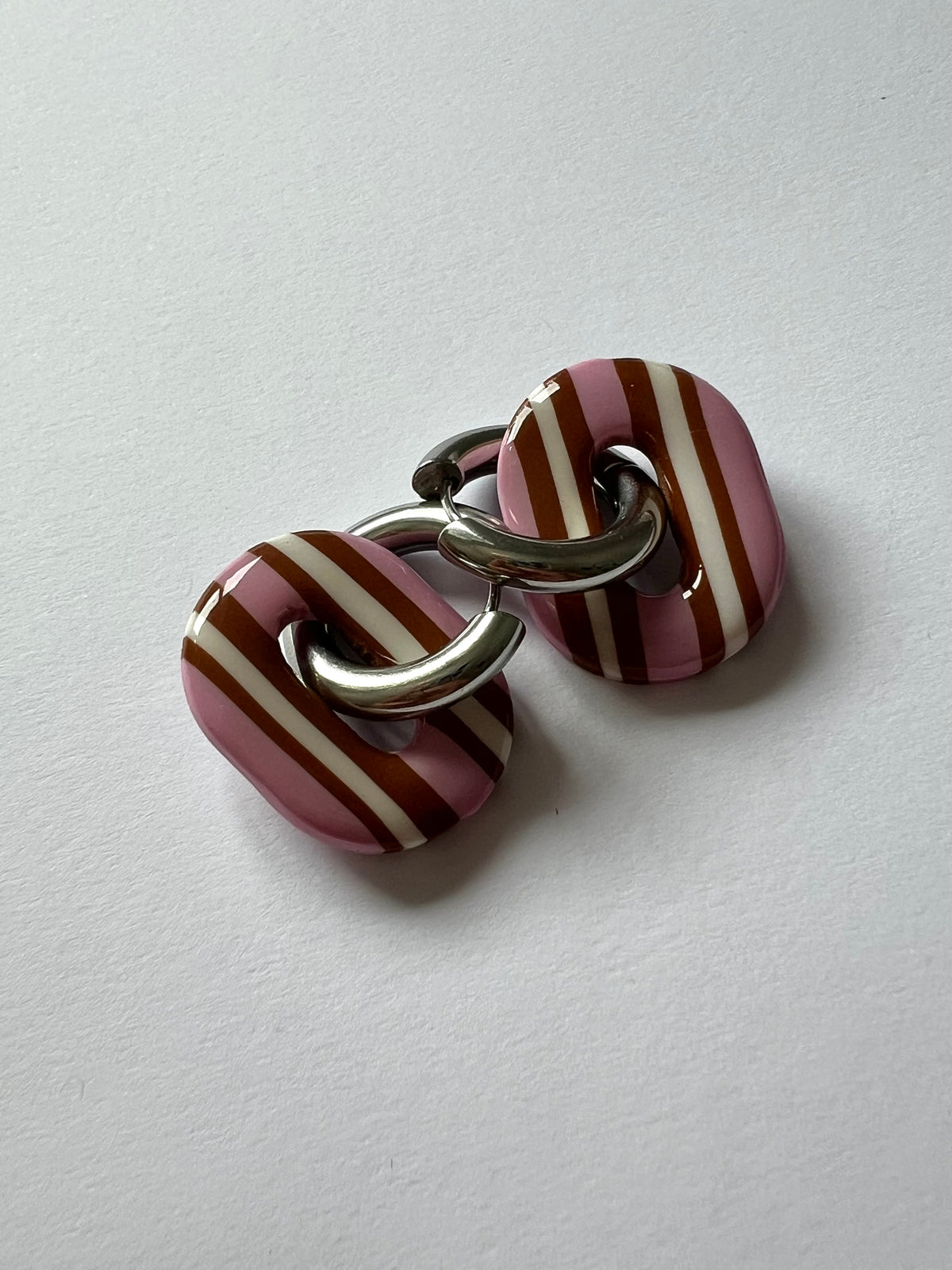 Aritos Stripes Marrón y Rosa