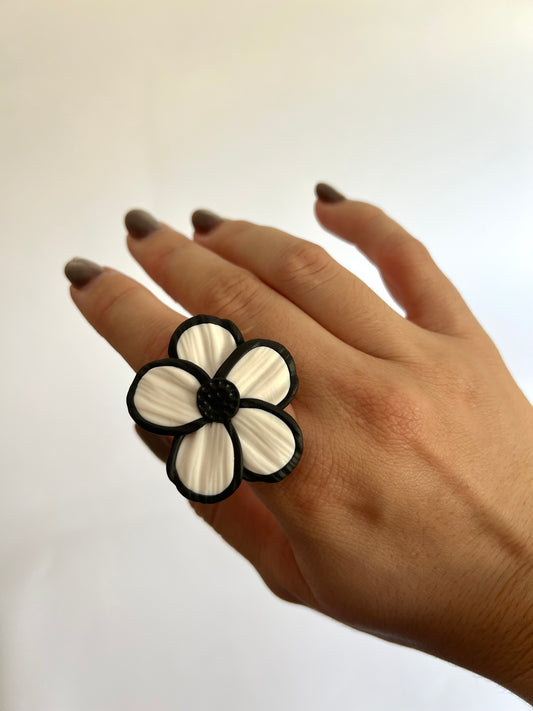 Anillo Lisa Blanco y Negro