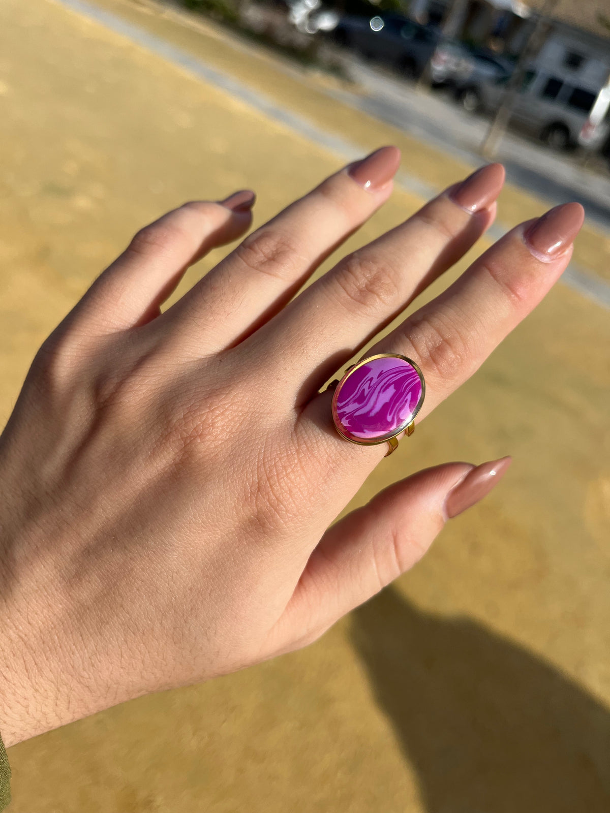 Anillo Syra Dorado Marmolado Buganvilla