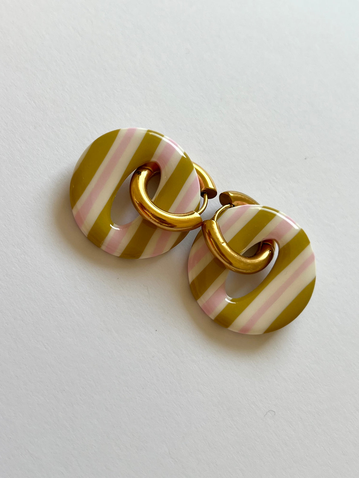 Aritos Stripes Rosa y Verde