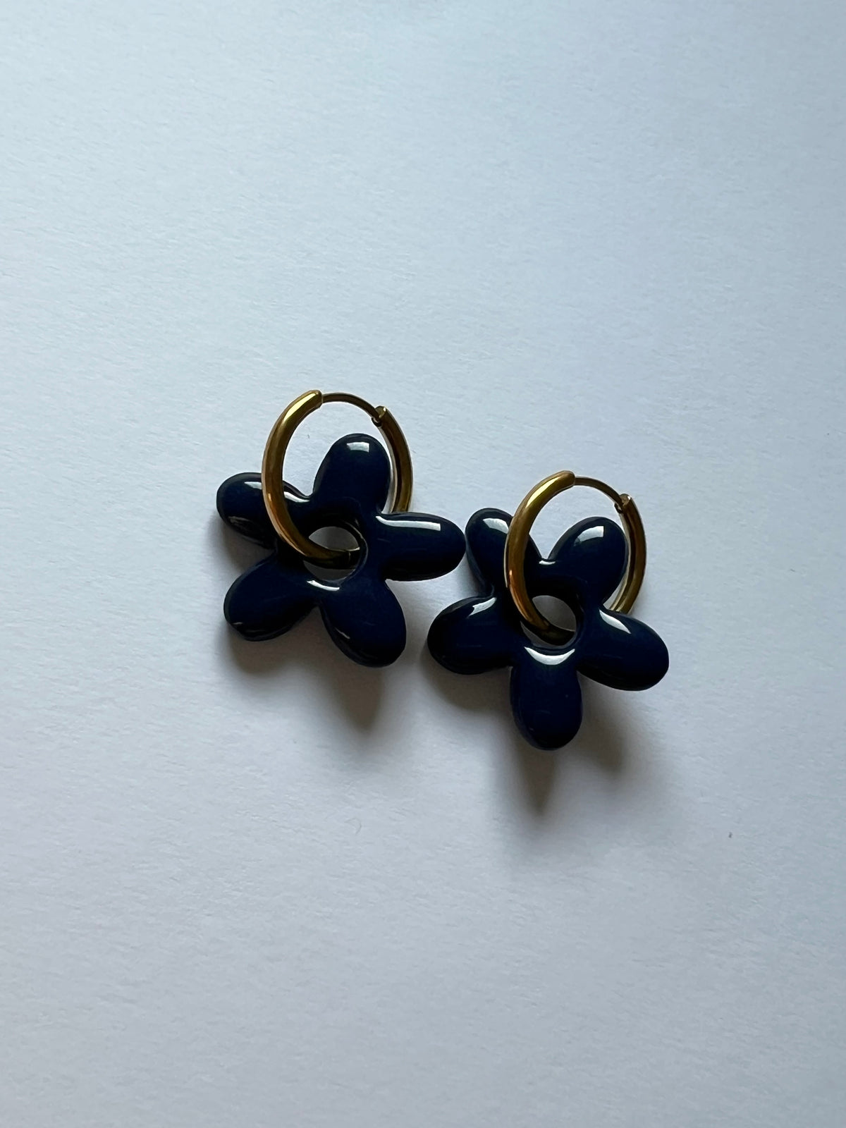 Aritos Flor Azul Marino