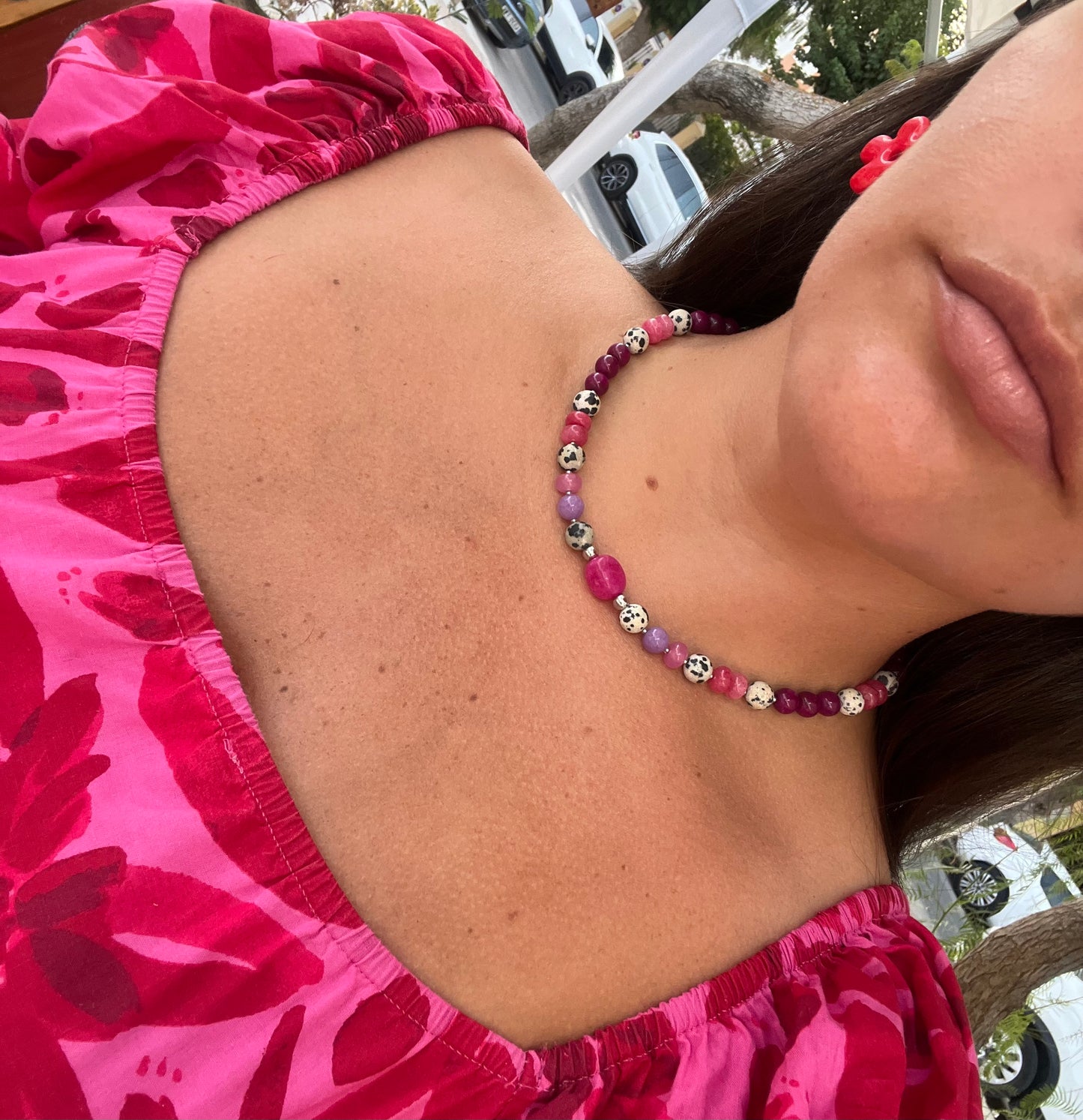 Collar Rosa Plateado