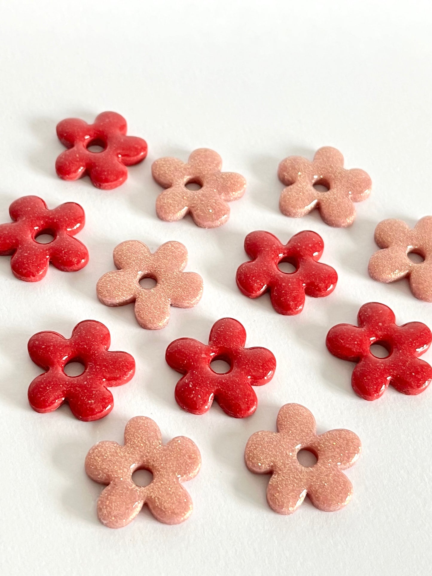 Aritos Flor Rosa Glitter