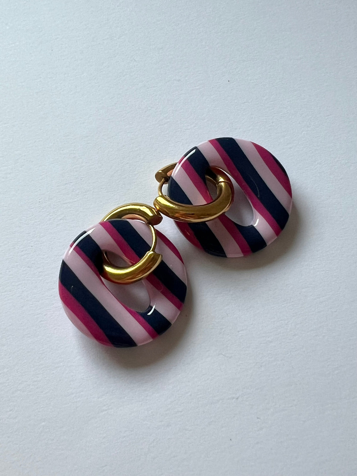 Aritos Stripes Rosa y Azul