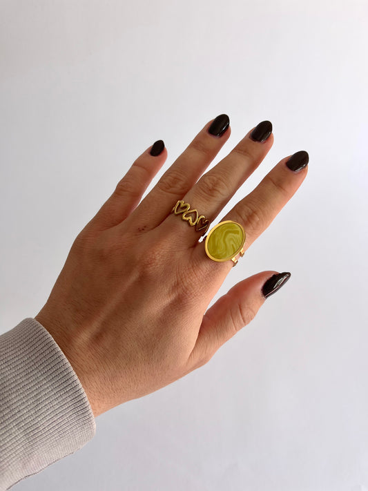 Anillo Syra Dorado Verde Oliva