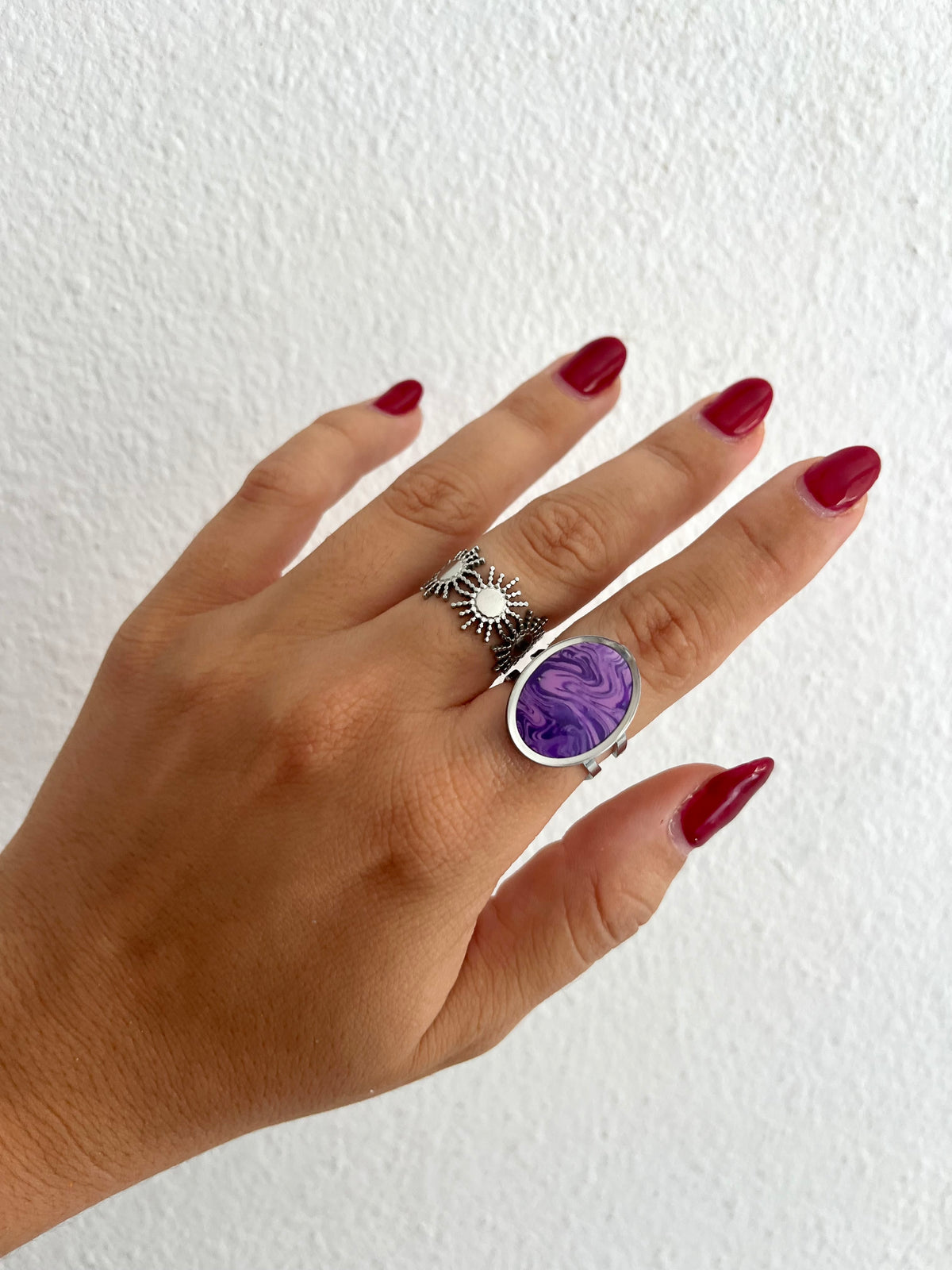 Anillo Syra Plateado Violeta