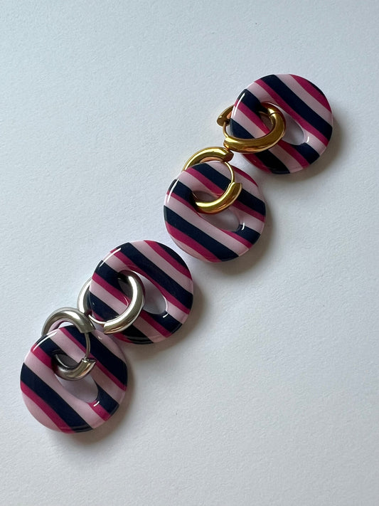 Aritos Stripes Rosa y Azul