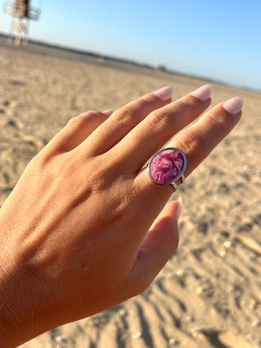 Anillo Syra Plateado Marmolado Púrpura