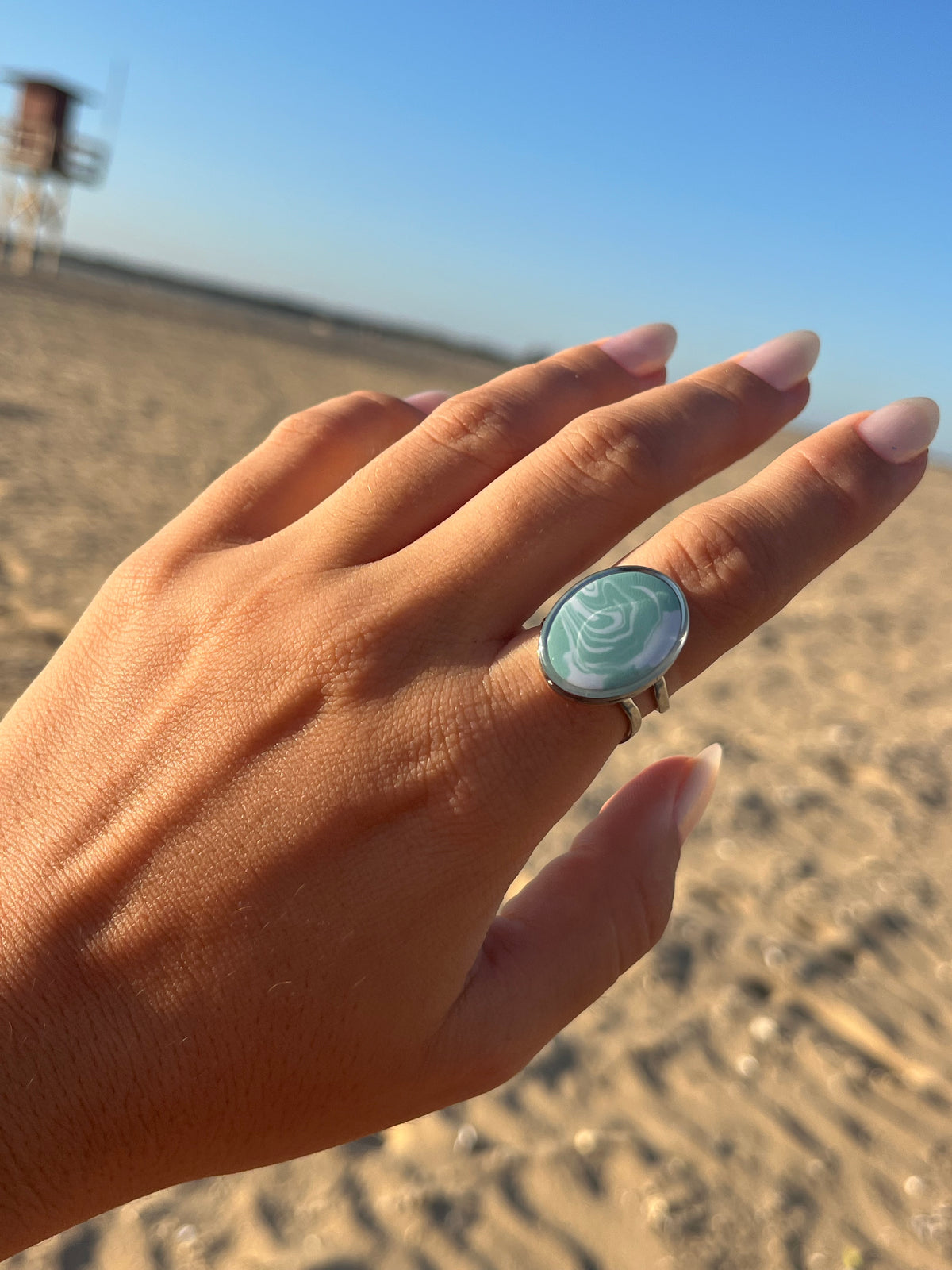 Anillo Syra Plateado Aqua