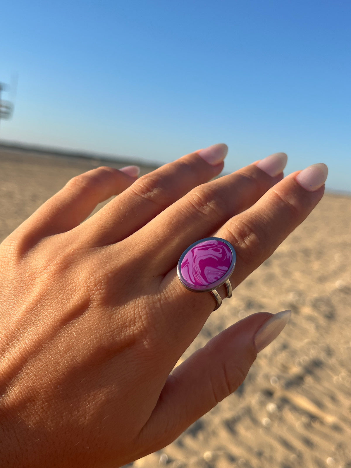 Anillo Syra Plateado Marmolado Buganvilla