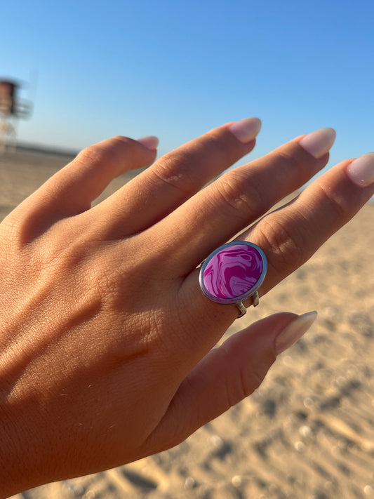 Anillo Syra Plateado Marmolado Buganvilla