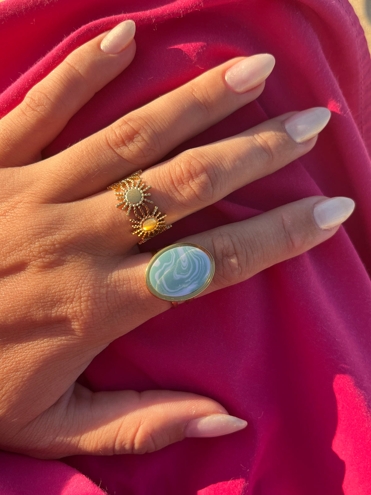 Anillo Syra Dorado Aqua