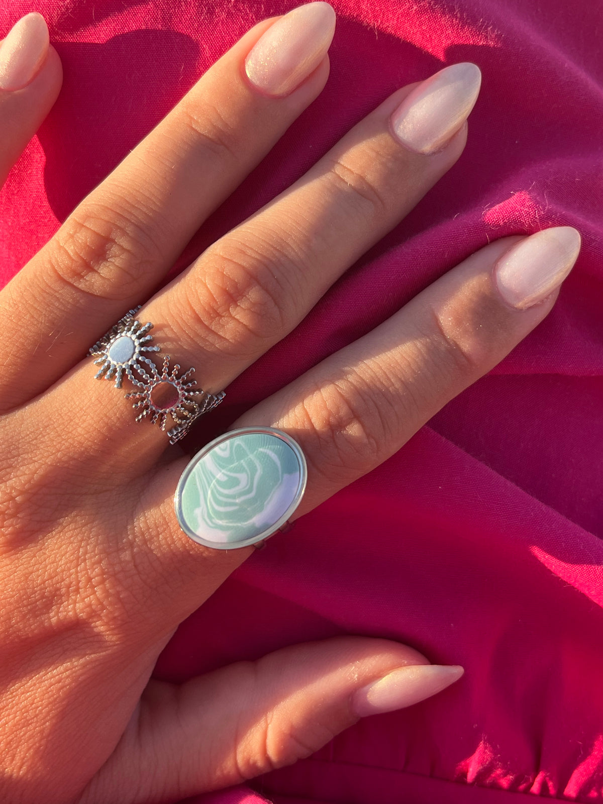 Anillo Syra Plateado Aqua